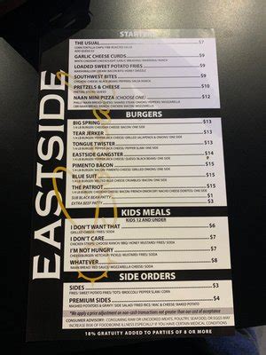 Eastside social neosho, mo menu  (Neosho, MO) Hello,I was their on july 8th at about 11:20pm had a couple drinks for about 20 minutes and had gave a customer a ride to